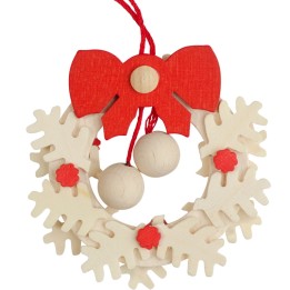 Suspension de Noël, couronne de l'Avent avec noeud rouge et boules blanches