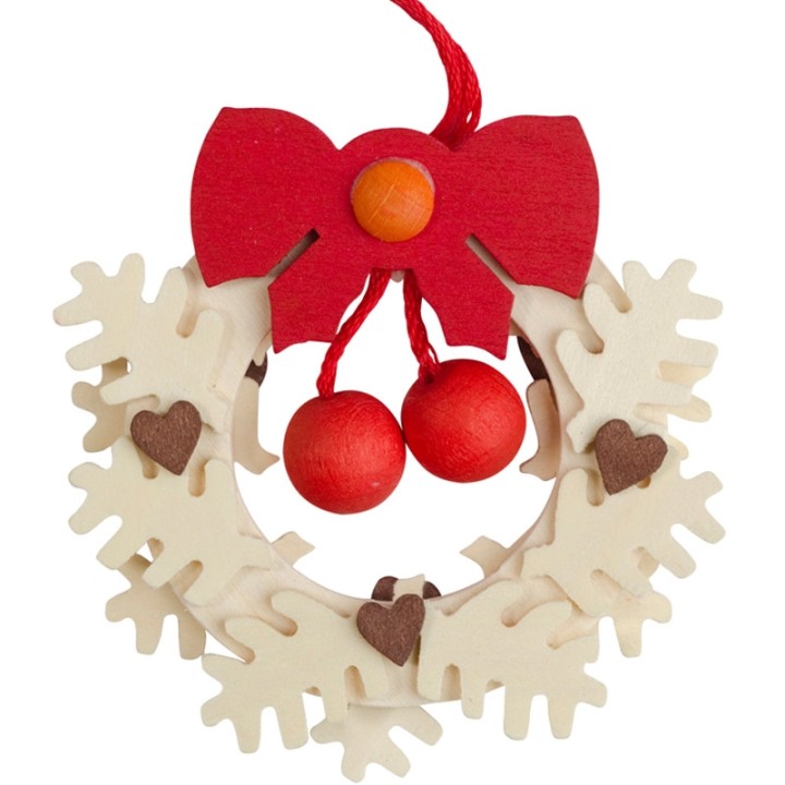 Suspension de Noël, couronne de l'Avent avec noeud rouge et boules rouges