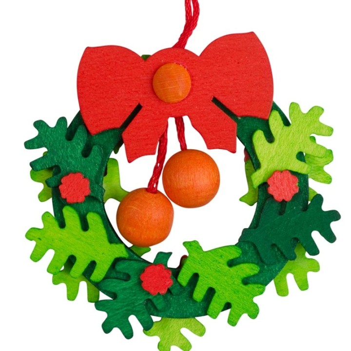 Suspension de Noël, couronne de l'Avent avec noeud rouge et boules oranges