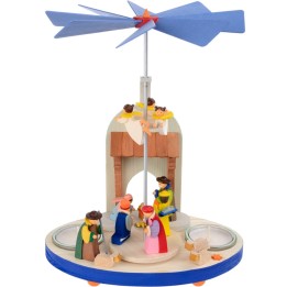 Manège en bois enfant avec crèche de Noel et anges
