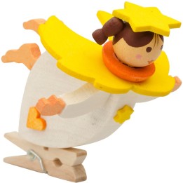 Ange de Noël blanc avec ailes jaunes à clipser