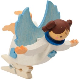 Ange de Noël blanc avec ailes bleues à clipser