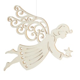 Ange de Noël à suspendre en feuille d'érable, 14 cm