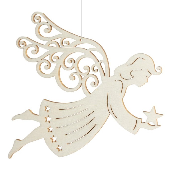 Ange de Noël à suspendre en feuille d'érable, 14 cm