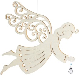 Ange de Noël à suspendre en feuille d'érable avec cristal swarovski, 19 cm