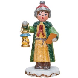 Village de Noël miniature, garconnet chantant Noël