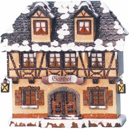 Maison éclairée pour village de Noël miniature Winterkinder, restaurant