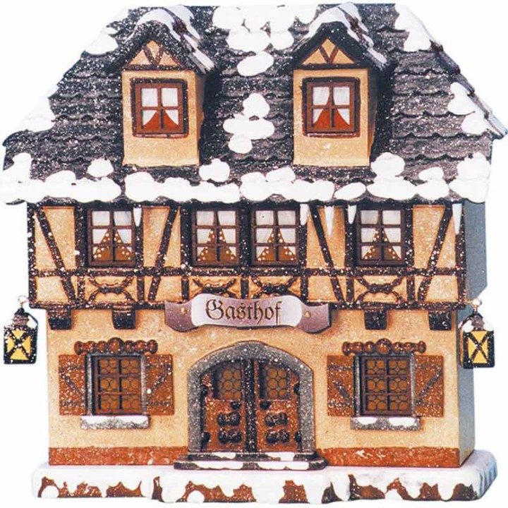 Maison éclairée pour village de Noël miniature Winterkinder, restaurant