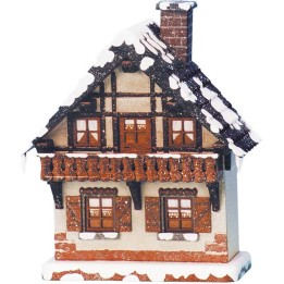 Maison éclairée pour village de Noël miniature Winterkinder, maison avec balcon