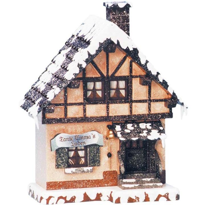 Maison éclairée pour village de Noël miniature Winterkinder, la boutique de tante Emma