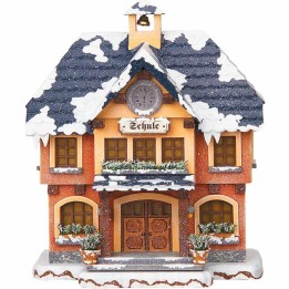 Maison éclairée pour figurine de Noël miniature Winterkinder, l'école du village
