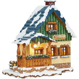 Maison éclairée pour figurine de Noël miniature Winterkinder, la maison forestière