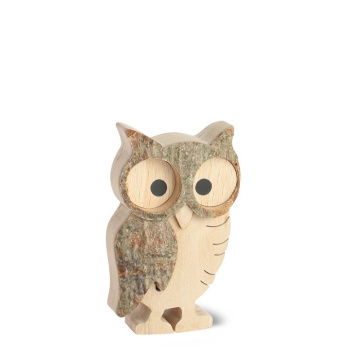 Chouette hulotte en bois, 6 cm 