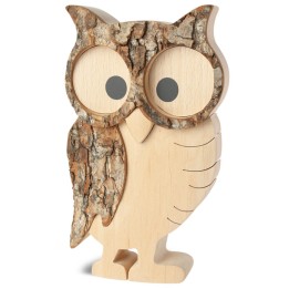 Chouette hulotte en bois, 14 cm 