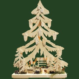 Sapin de Noel LED en bois illuminé petits animaux de la forêt