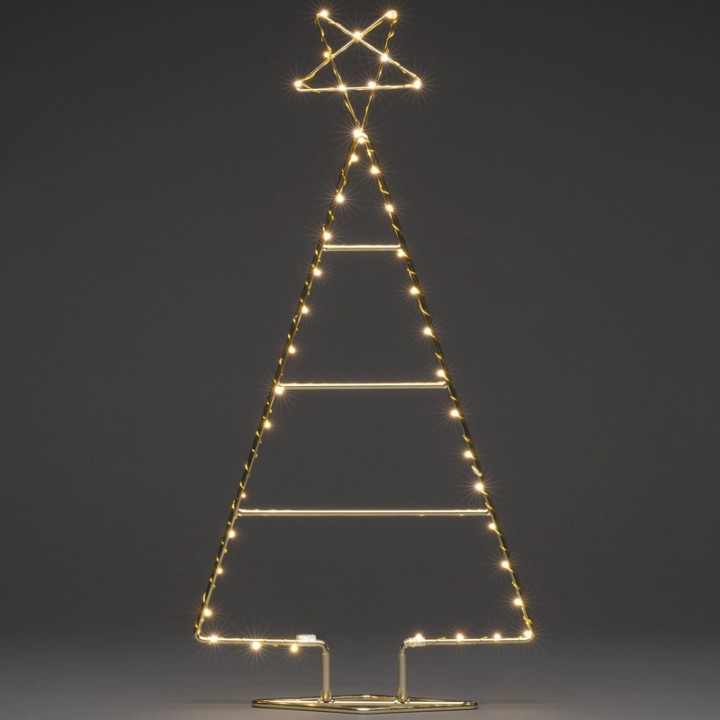 Sapin de Noël lumineux Led 60 cm, métal couleur laiton