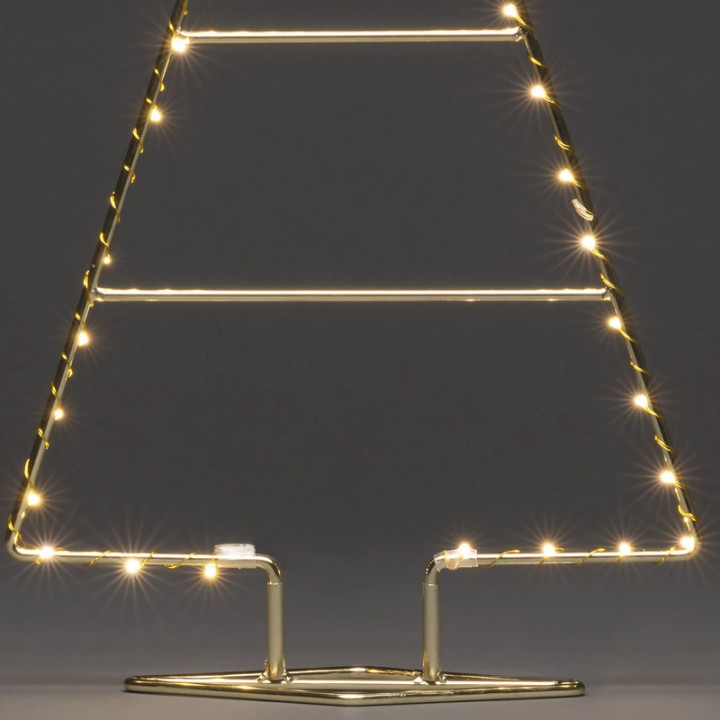 Sapin de Noël lumineux Led 60 cm, métal couleur laiton
