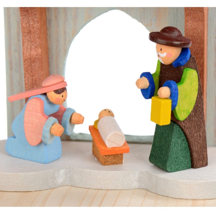 Manège en bois enfant avec crèche de Noel et anges