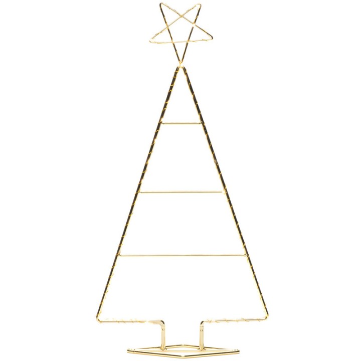 Sapin de Noël lumineux Led 60 cm, métal couleur laiton