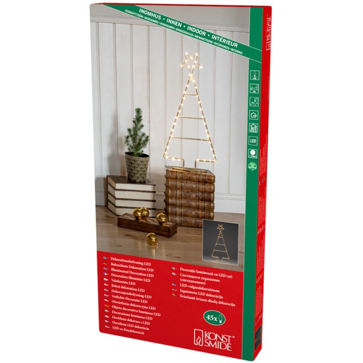 Sapin de Noël lumineux Led 60 cm, métal couleur laiton