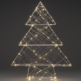 Sapin de Noël métallique argenté 100 diodes Led, 60 cm 