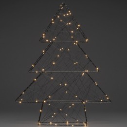 Sapin de Noël métallique à Led, noir, 100 diodes blanc chaud