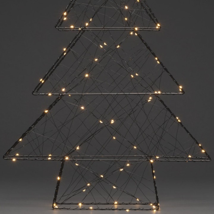 Sapin de Noël métallique à Led, noir, 100 diodes blanc chaud