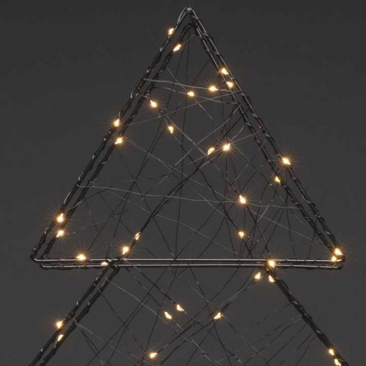 Sapin de Noël métallique à Led, noir, 100 diodes blanc chaud