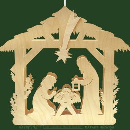 Crèche en bois électrique avec nativité