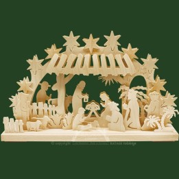Bougeoir électrique LED crèche de Noël étable en bois