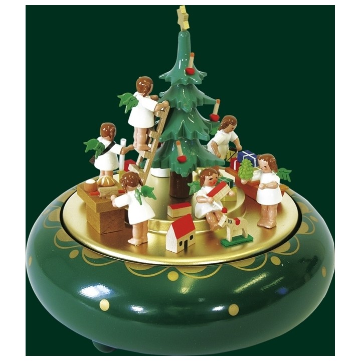 Boite à musique allemande O Tannebaum, anges le soir de Noël