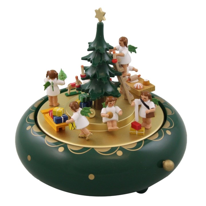Boite à musique allemande O Tannebaum, anges le soir de Noël