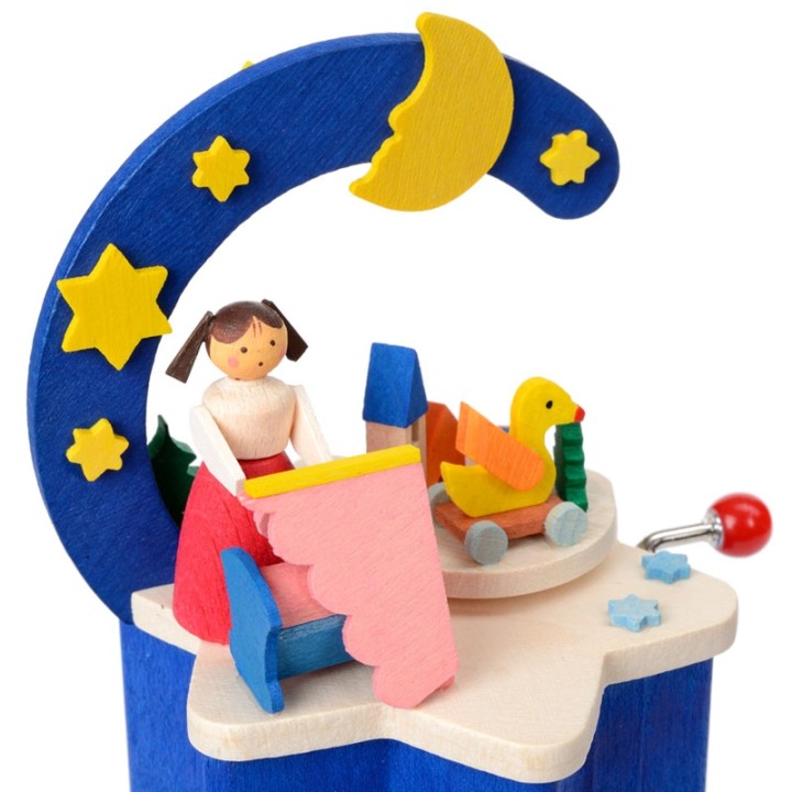 Boite à musique à manivelle bleu, chambre d'enfant