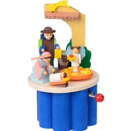 Boite à musique à manivelle, crèche de Noel
