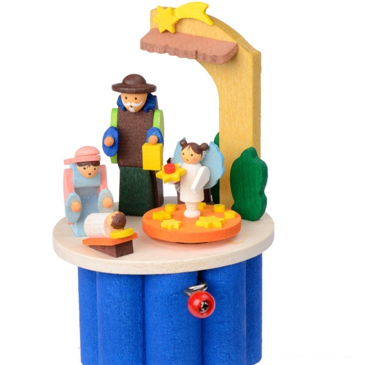 Boite à musique à manivelle, crèche de Noel