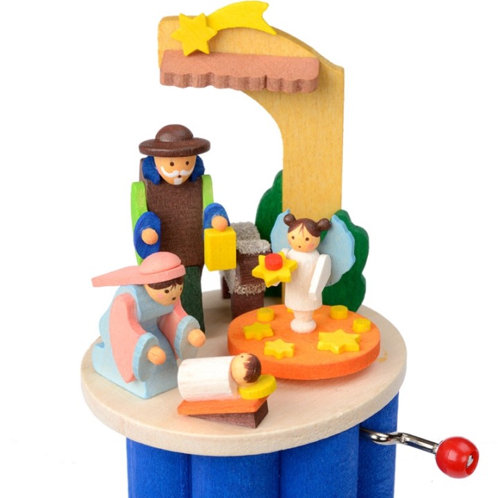 Boite à musique à manivelle, crèche de Noel