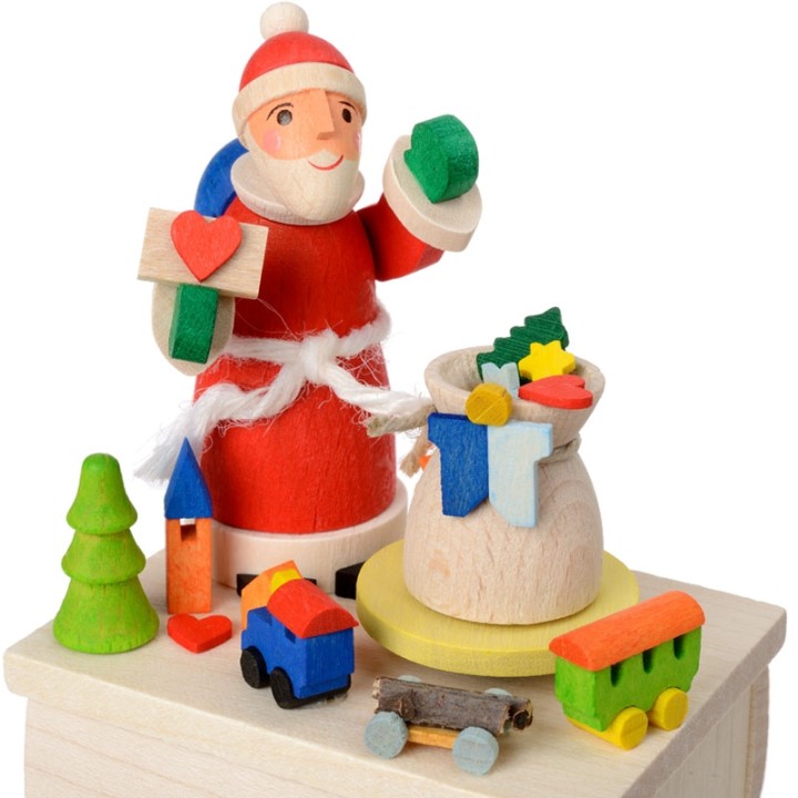 Boite à musique enfant à manivelle, père Noel et jouets