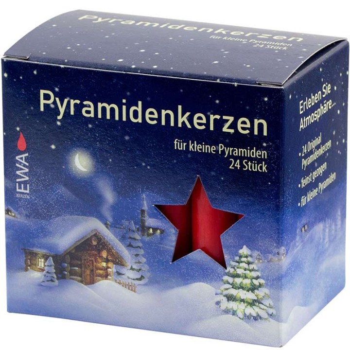 24 Bougies rouges pour manège de Noel 14 mm
