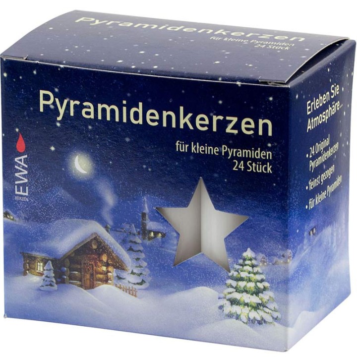 24 Bougies blanches 14 mm pour manège de Noel