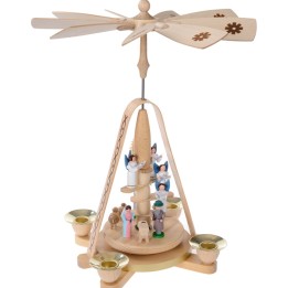 Petite pyramide à bougie nativité et choeur d'anges blancs