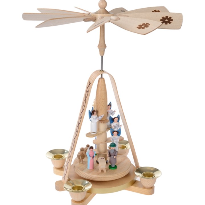 Petite pyramide à bougie nativité et choeur d'anges blancs