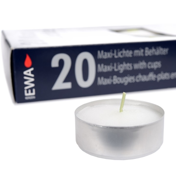 Pack 20 bougies chauffe-plat grande taille 57 mm