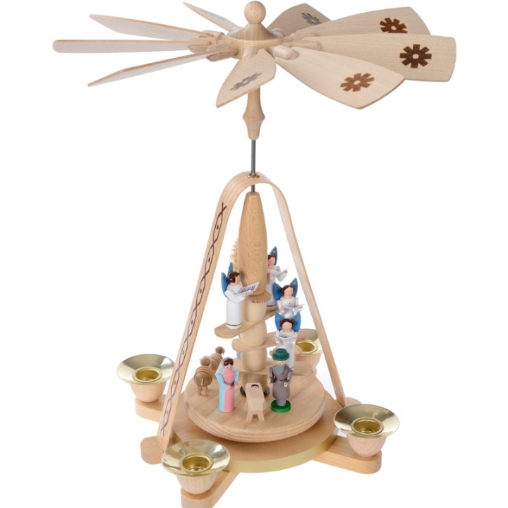 Petite pyramide à bougie nativité et choeur d'anges blancs