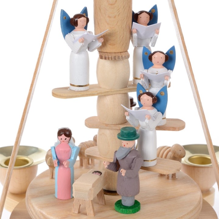 Petite pyramide à bougie nativité et choeur d'anges blancs