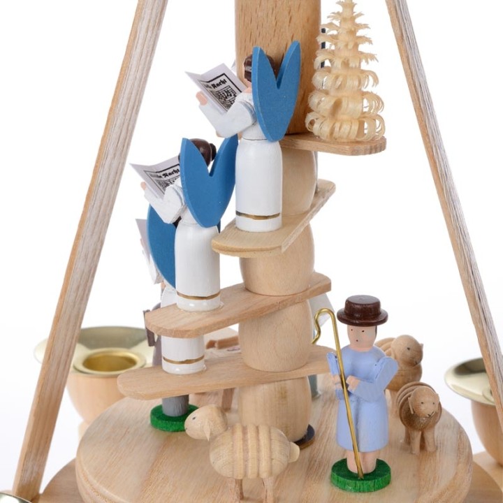 Petite pyramide à bougie nativité et choeur d'anges blancs
