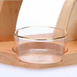 Coupelle en verre transparent de rechange avec bordure dorée
