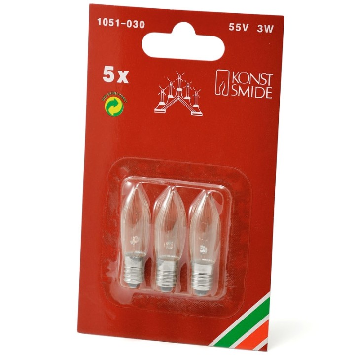 Ampoules de rechange 55V, 3W pour chandelier électrique 5 lampes, Konstsmide 1051-030 
