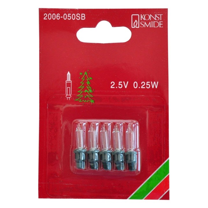 Ampoules de rechange 2,5V - 0,25 W pour guirlande de Noël, douille verte, Konstsmide 2006-050SB 