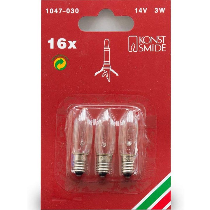Ampoules de rechange 14V, 3W pour chandelier de Noël 16 lampes, Konstsmide 1047-030 
