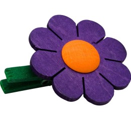 Fleur en bois  à clipser mauve